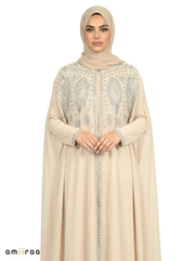 Pelican Elegant Intricate Beaded Front Pattern Open Abaya