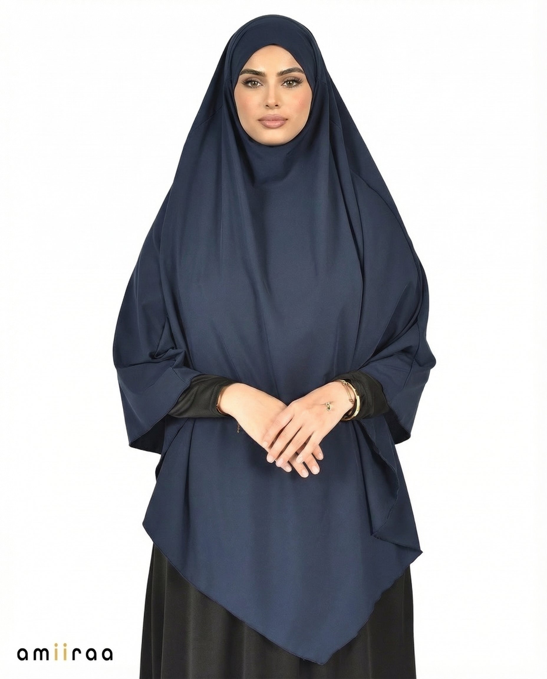 Navy Blazer Single Layer Flow Modest Khimar