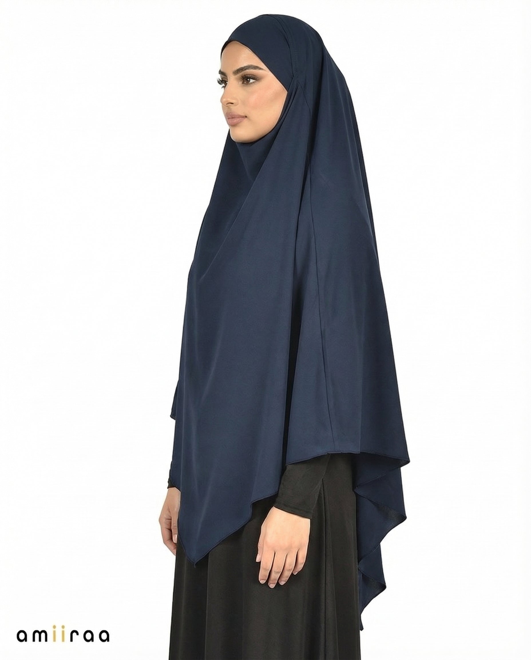 Navy Blazer Single Layer Flow Modest Khimar