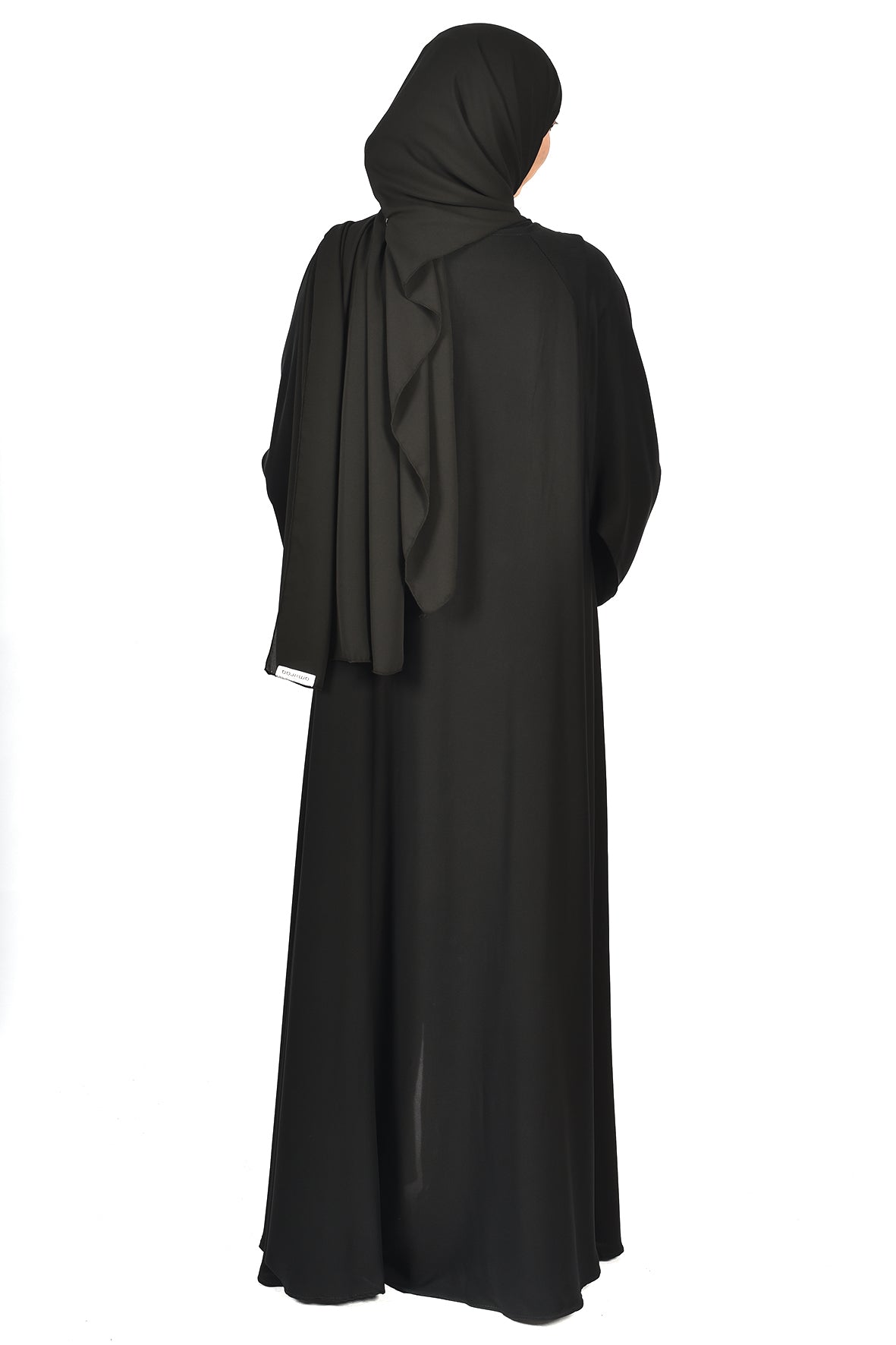 Black Abaya with Wavy White Embroidery – Elegant Design with Artistic Touch ( ladies abaya )