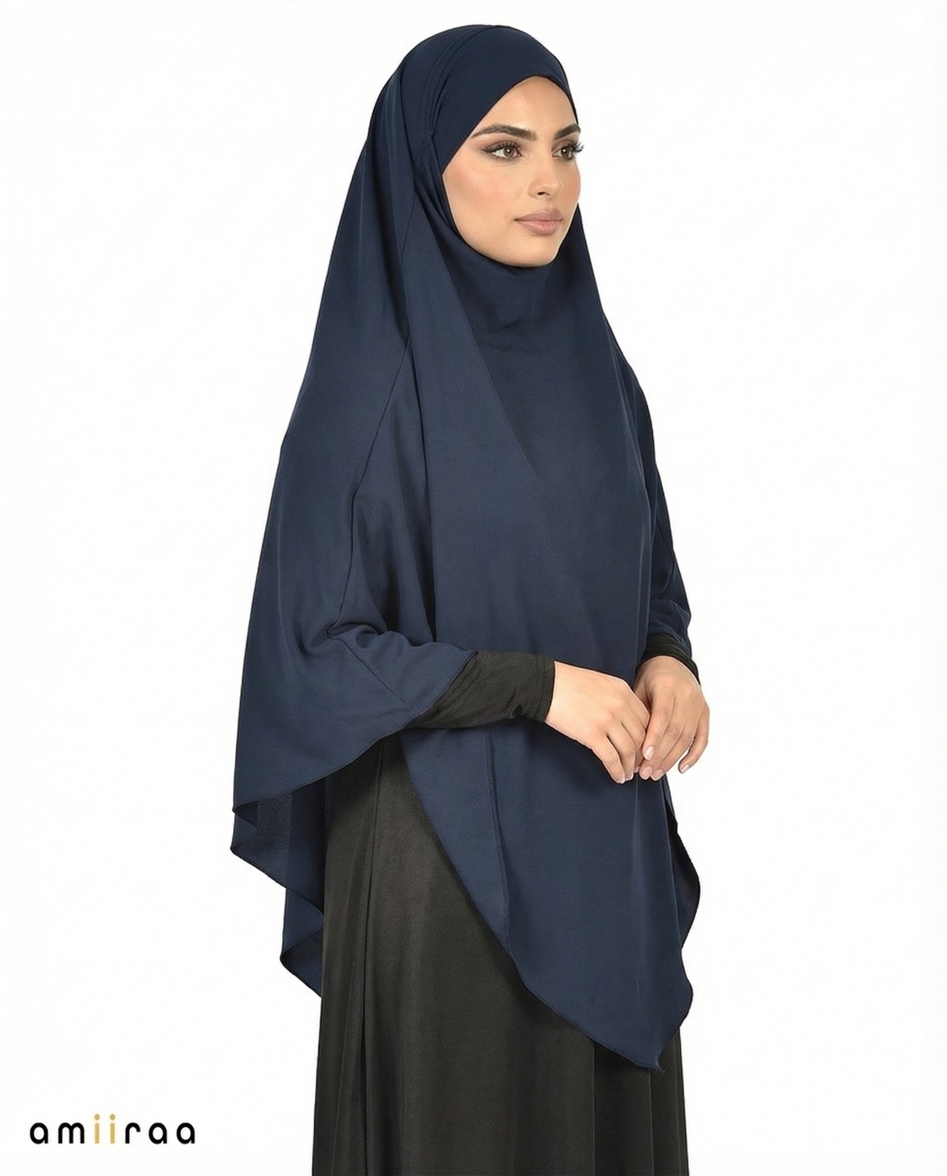 Navy Blazer Single Layer Flow Modest Khimar