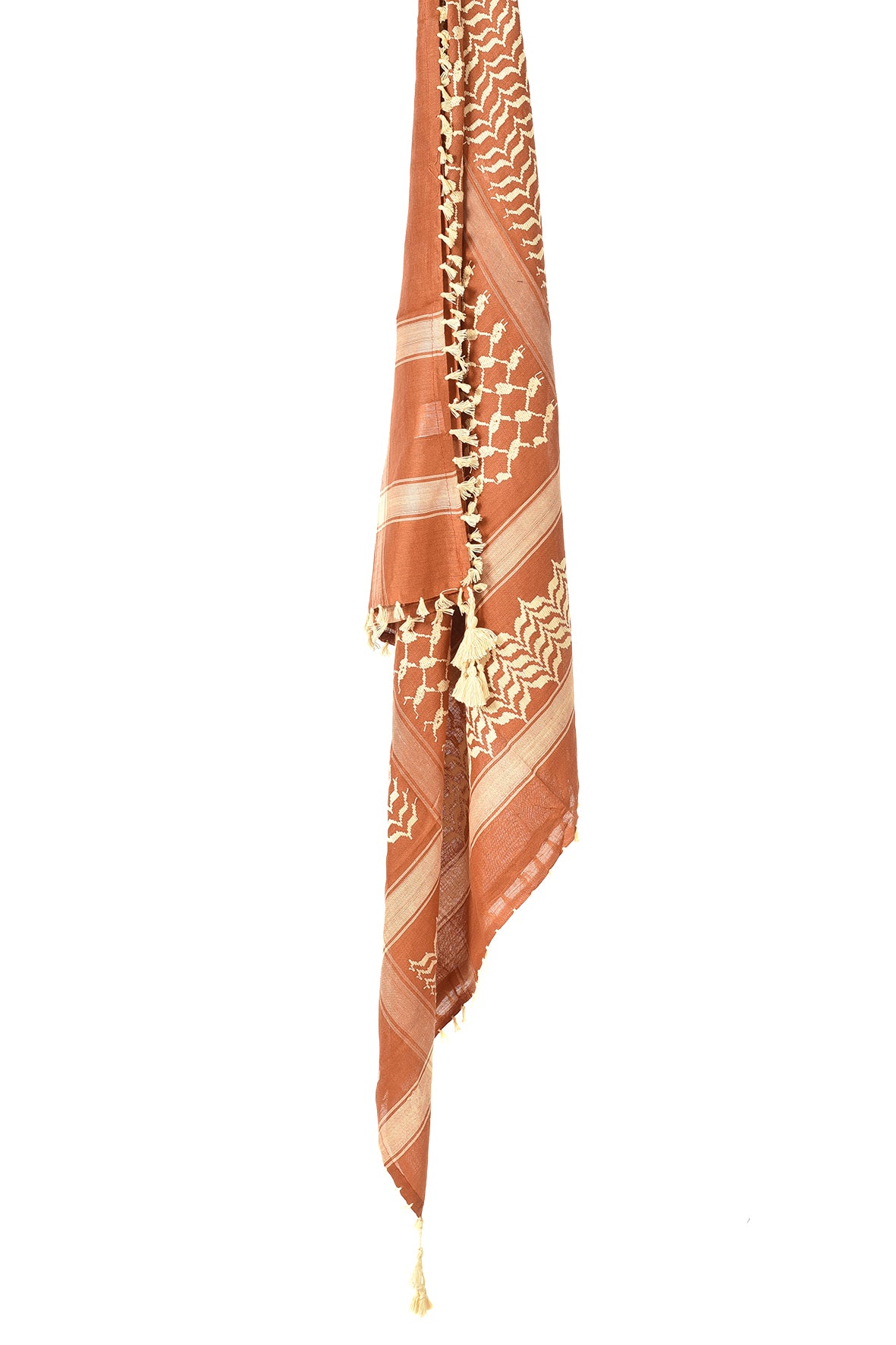 Ginger Bread Keffiyeh Pattern Tassel Scarf
