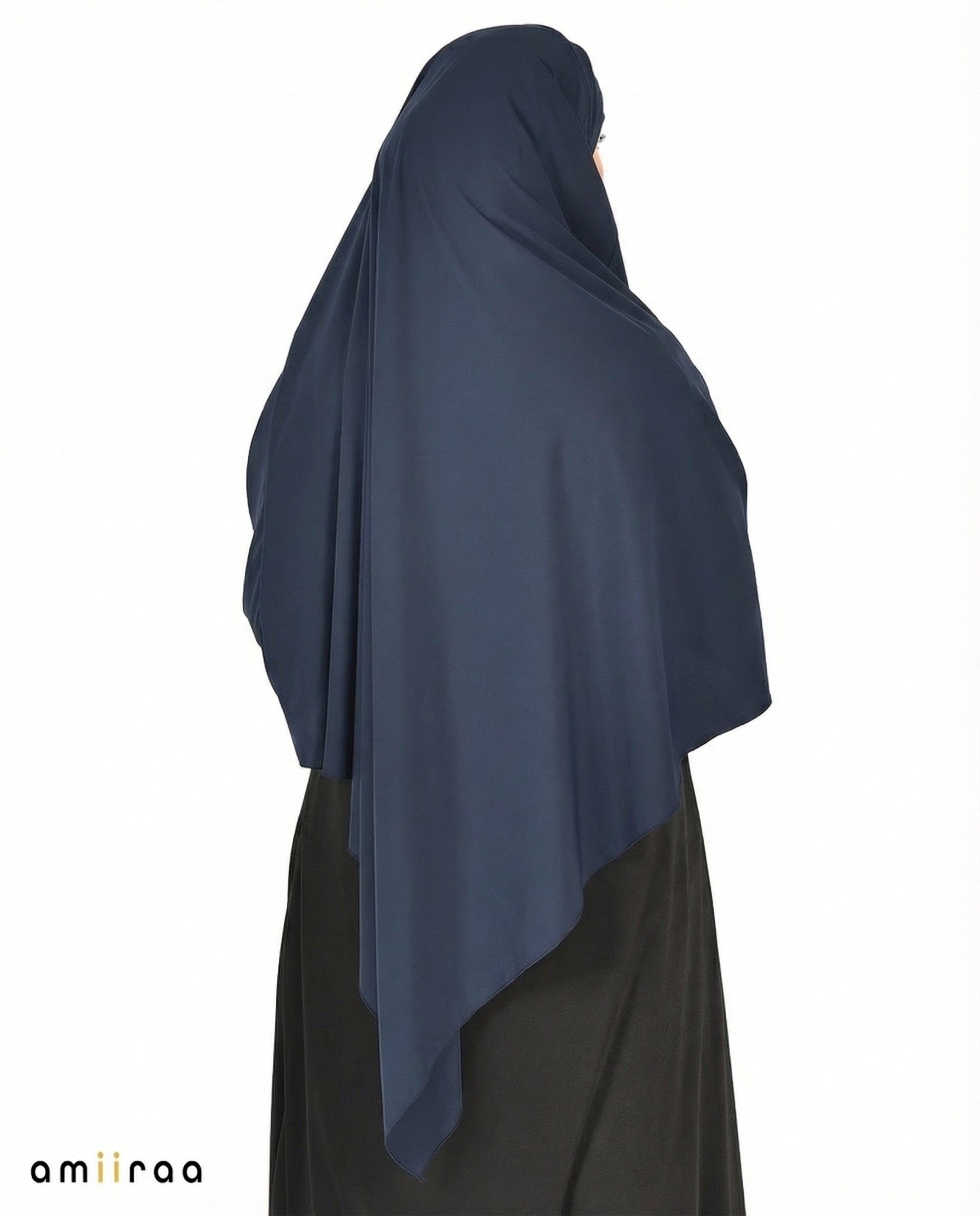 Navy Blazer Single Layer Flow Modest Khimar