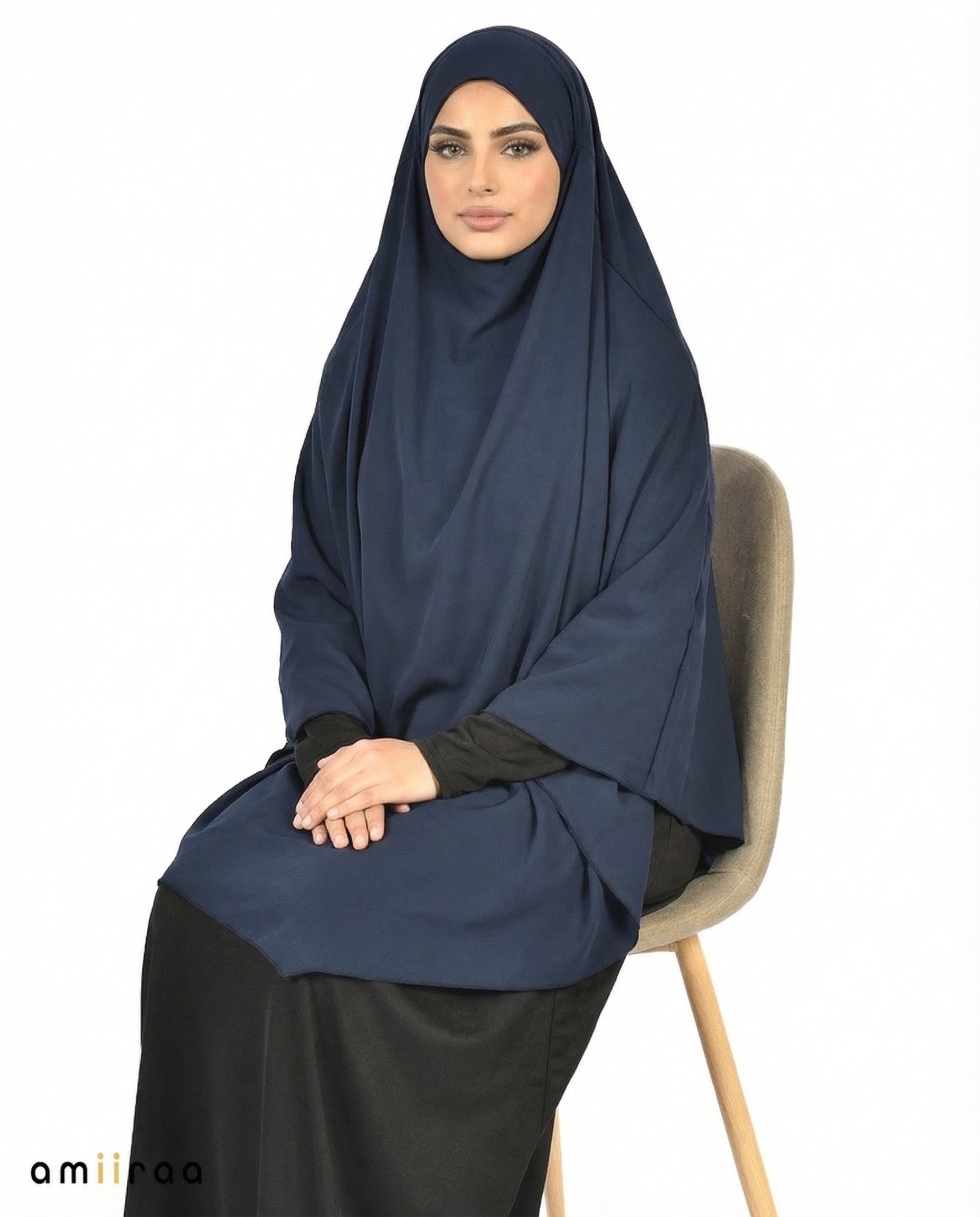 Navy Blazer Single Layer Flow Modest Khimar