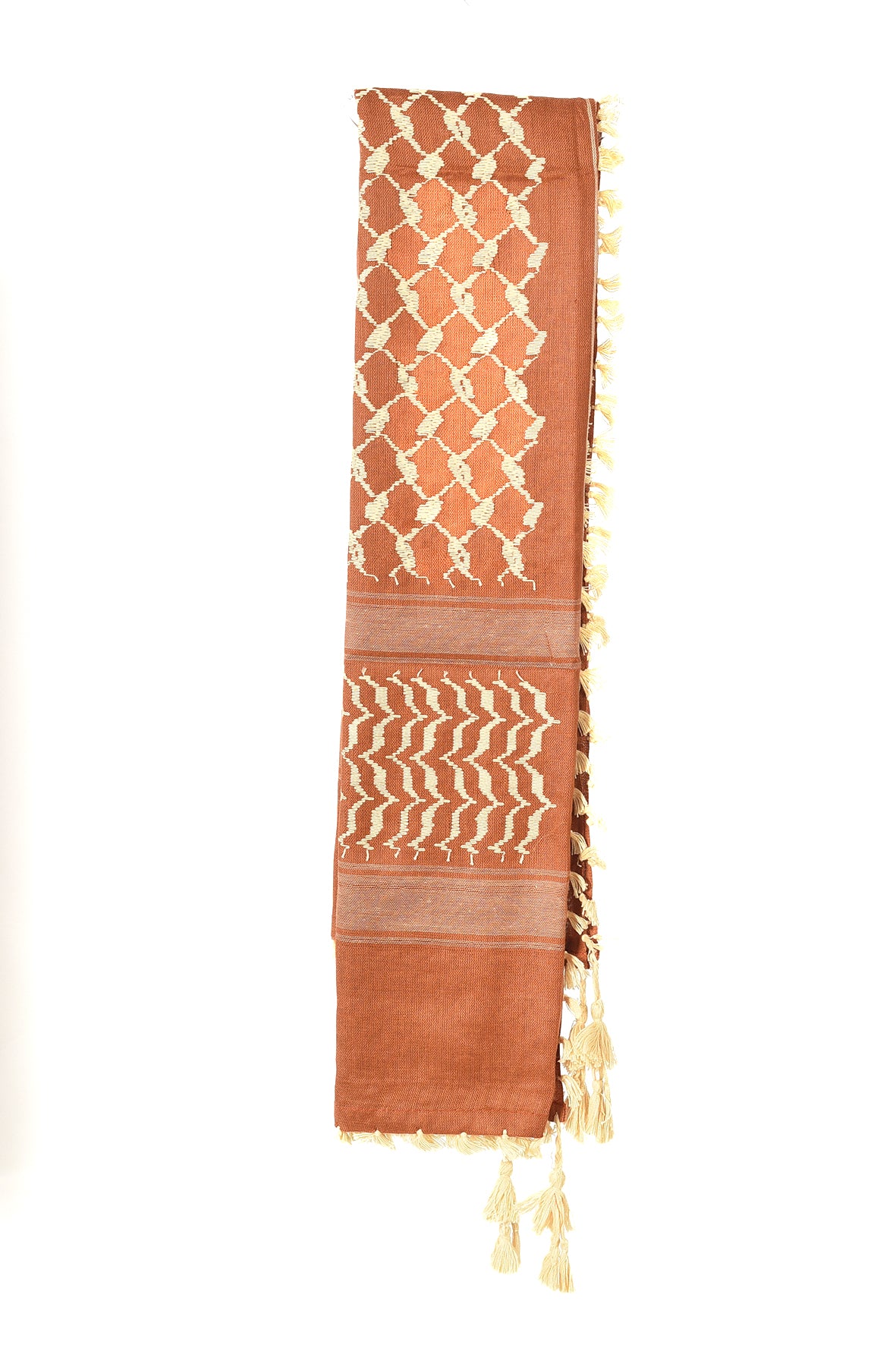 Ginger Bread Keffiyeh Pattern Tassel Scarf