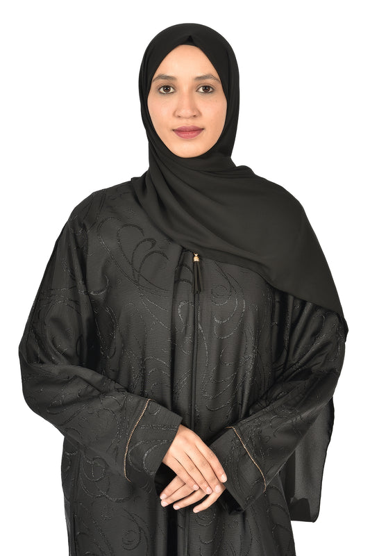 Elegant Black Abaya with Subtle Pattern (ladies abaya )