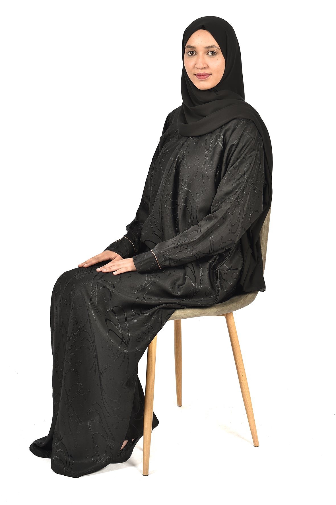 Elegant Black Abaya with Subtle Pattern (ladies abaya )