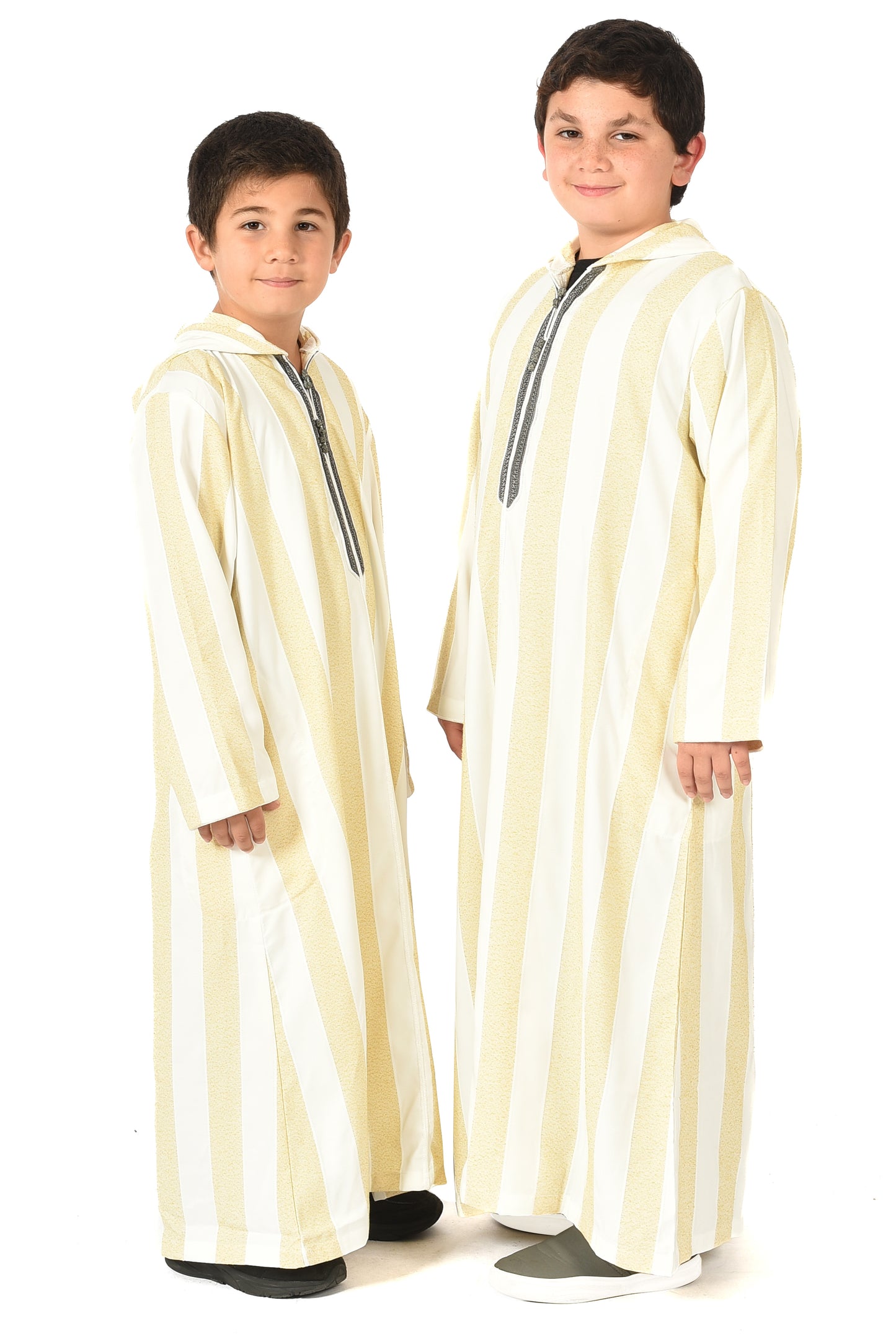Focha Kids Hooded Thobe - Yellow Striped