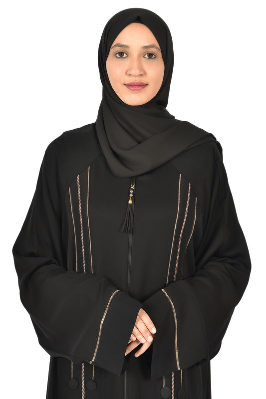 Elegant Black Abaya with Gold Embroidery ( ladies abaya )