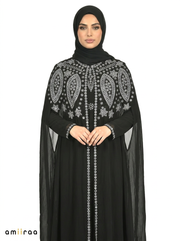 Tap Shoe Elegant Intricate Beaded Front Pattern Open Abaya