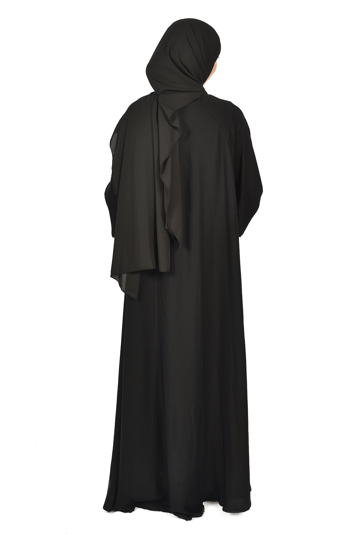 Black Zipper Abaya with Shiny Details – Elegant & Modern Design ( ladies abaya )