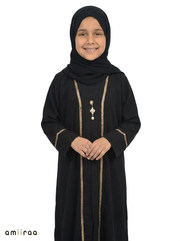 Tap Shoe Saudi Abaya with Gold Trim Detailing