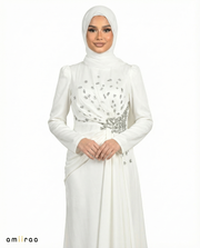 Chiffon Diamante Maxi Dress with Side Twist Detail - Diaphonous