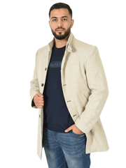 Simply Taupe Men’s Premium Turkish High Collar Overcoat