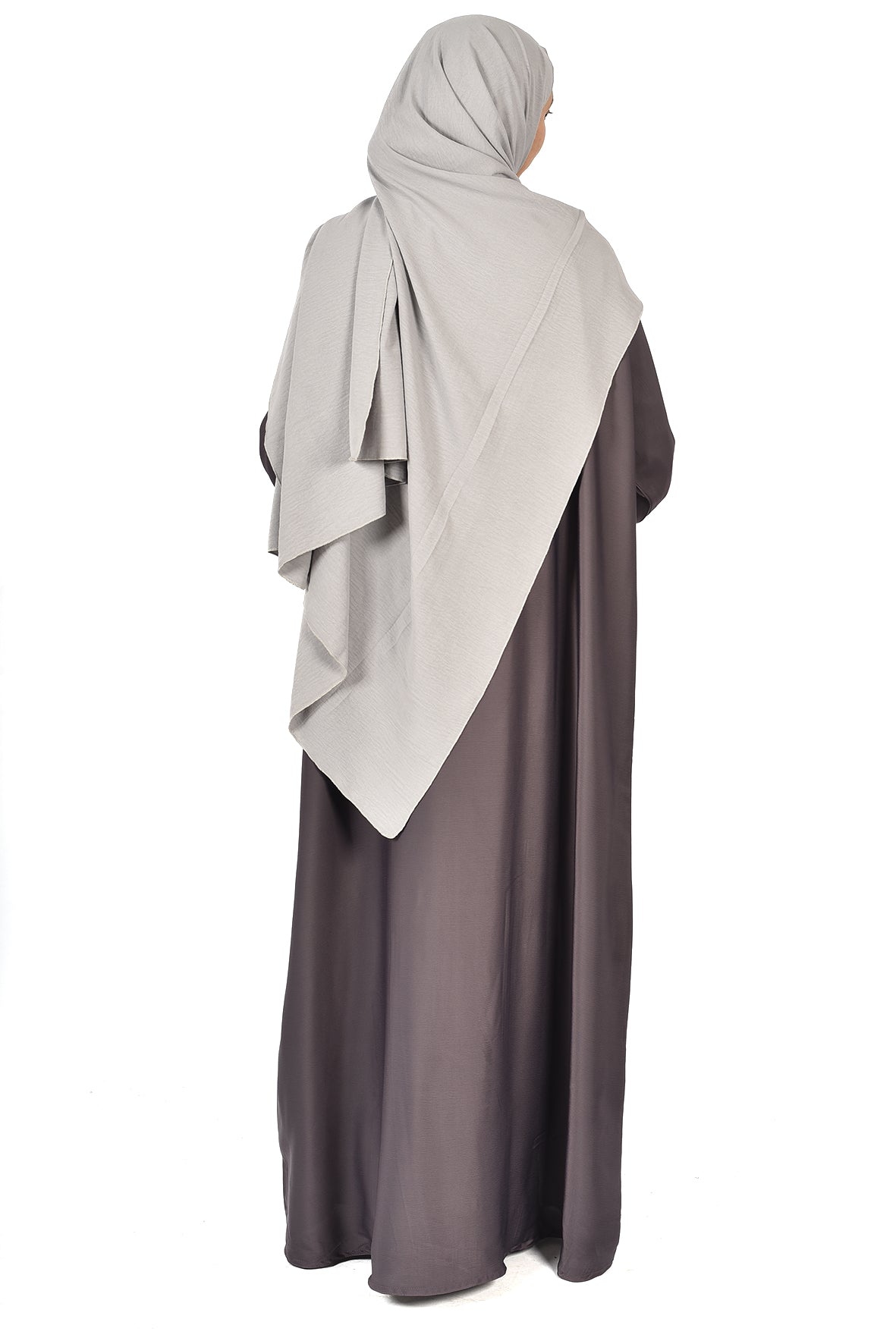 Grey Abaya with Subtle Details & Front Zipper – Elegant Everyday Look ( ladies abaya )