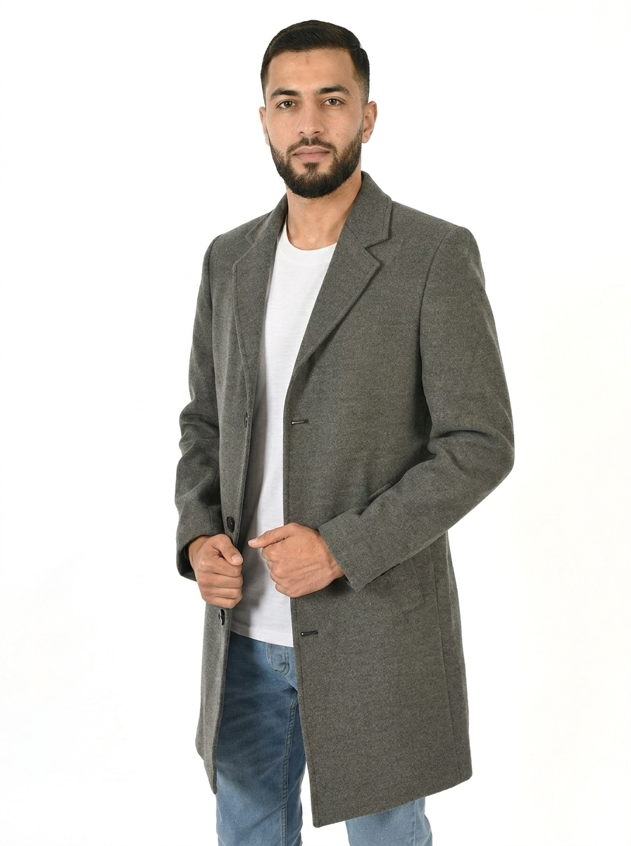 Dark Shadow Men’s Premium Turkish Overcoat with Tailored Fit