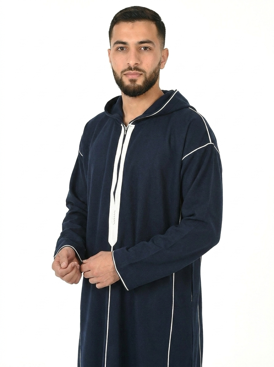 Dark Sapphire Men's Winter Thobe Pull Over