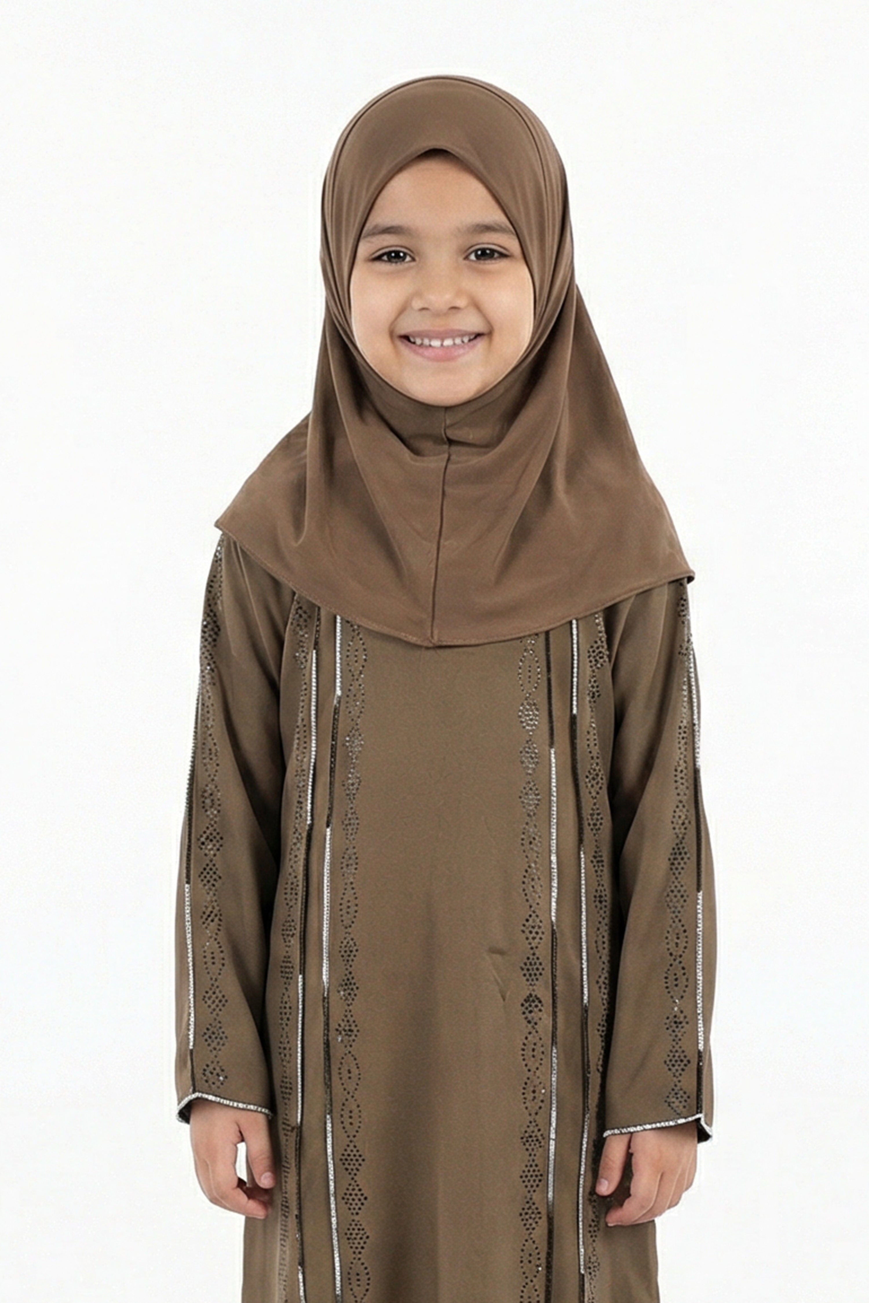 Bungee Cord Girls Stone Embellished Modest Abaya