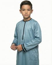 Canton Emirati Zip Thobe with Black Trim
