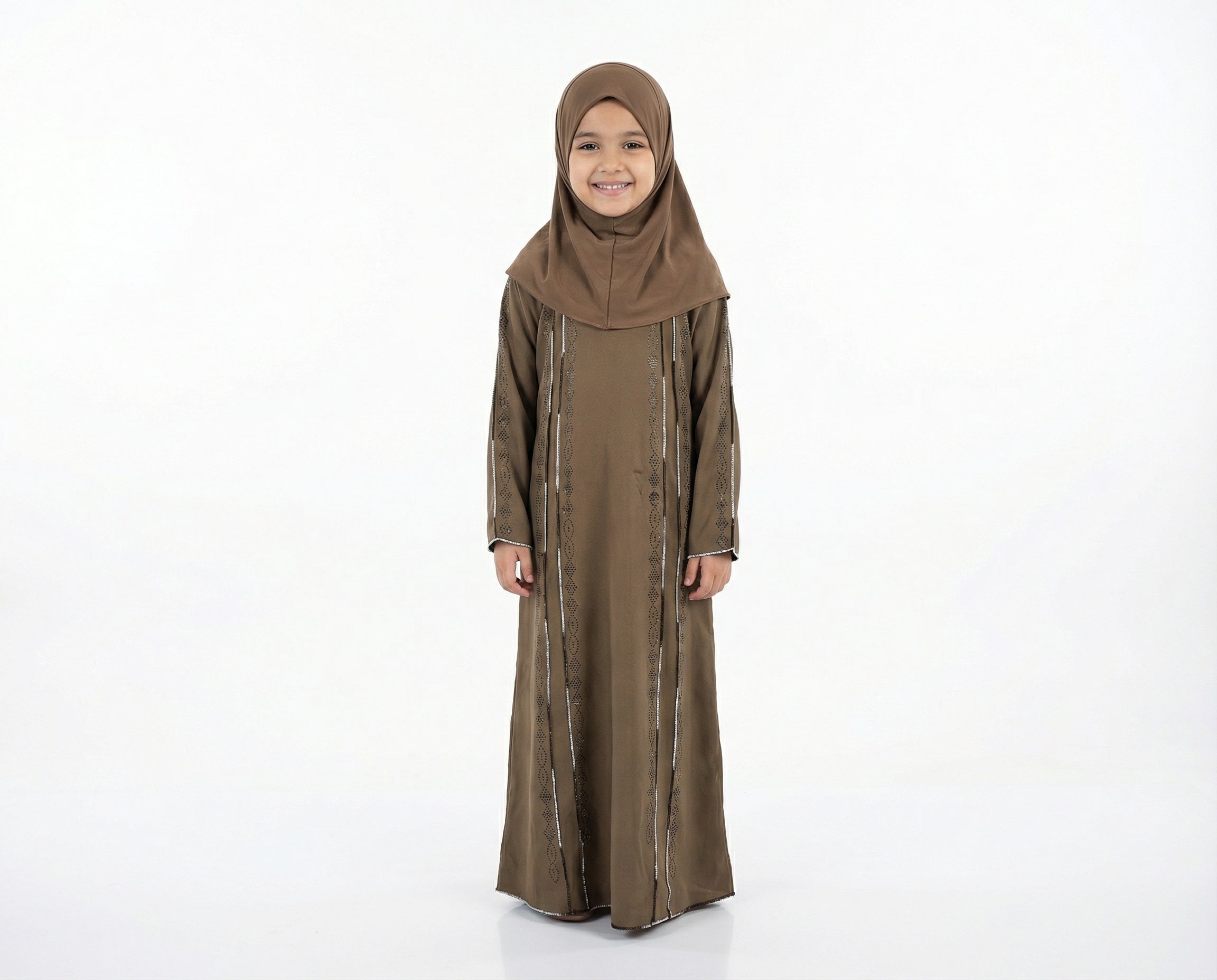 Bungee Cord Girls Stone Embellished Modest Abaya