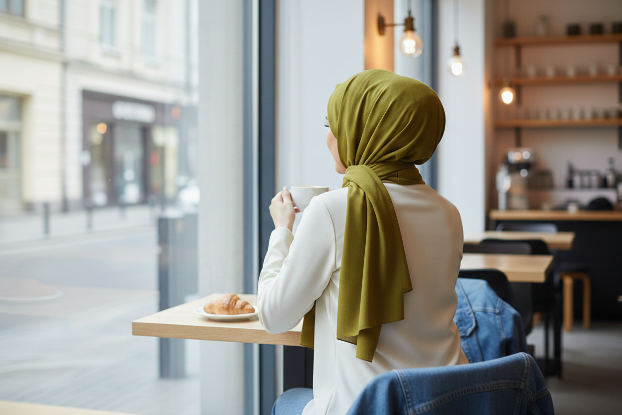 Plantation Green Lightweight Rectangular Chiffon Scarf for Women – Sheer Wrap