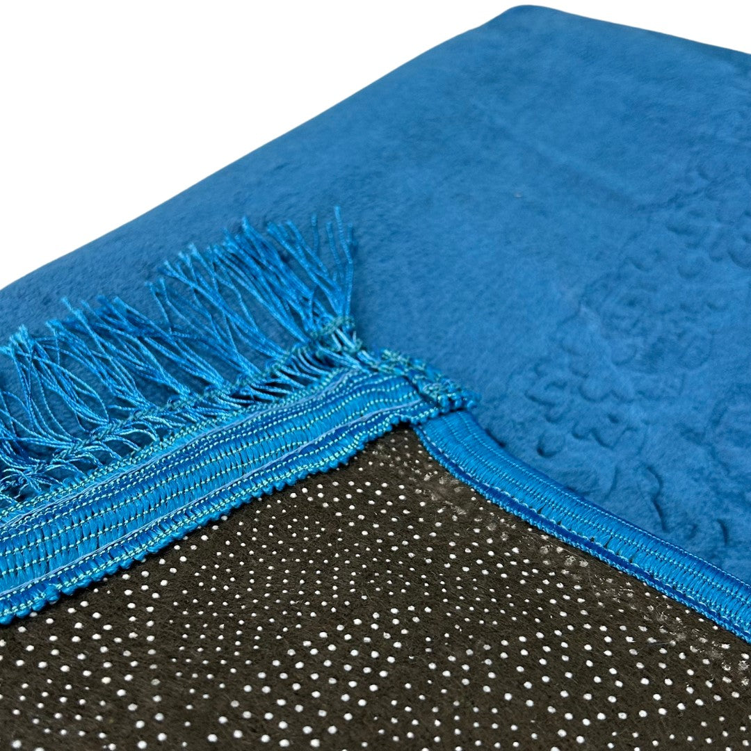 Soft & Silvery Musallah Islamic Prayer Mat for Muslim - Blue
