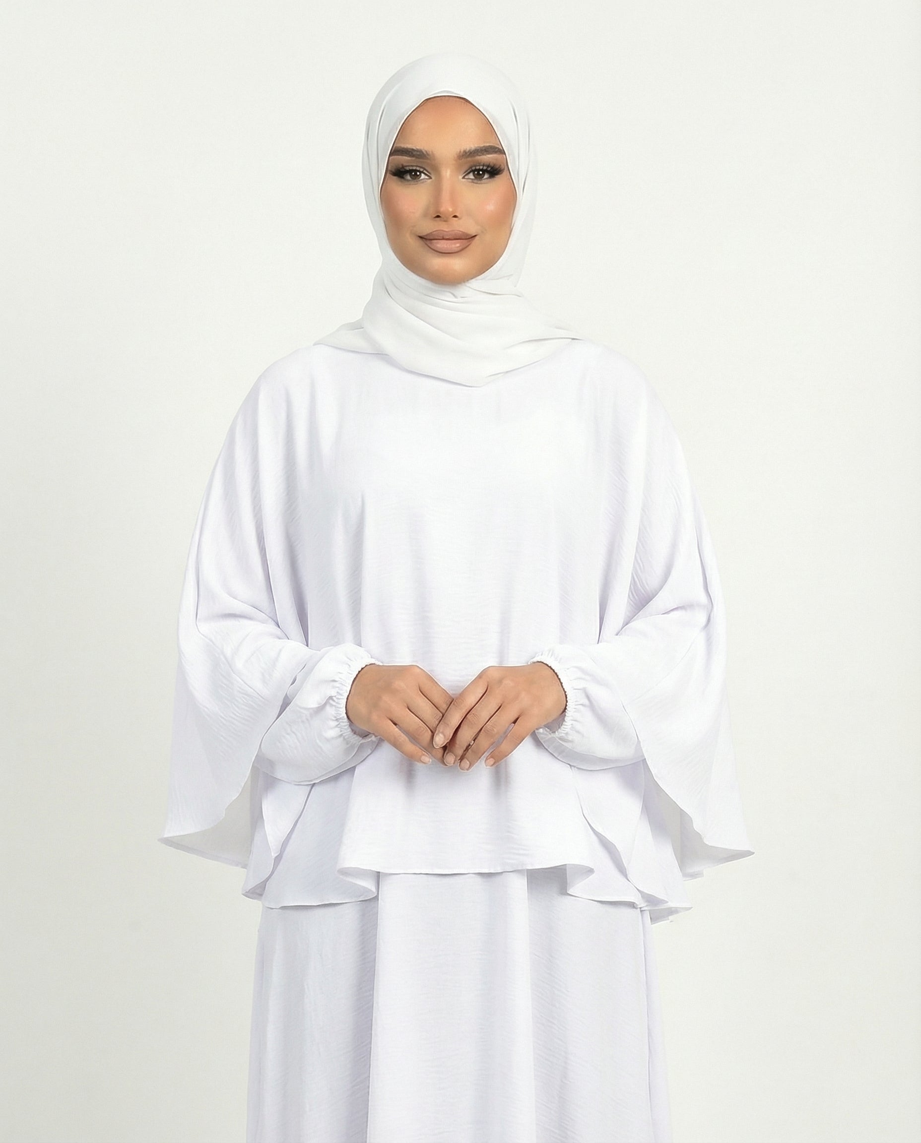 Brilliant White Airflow Cape Abaya