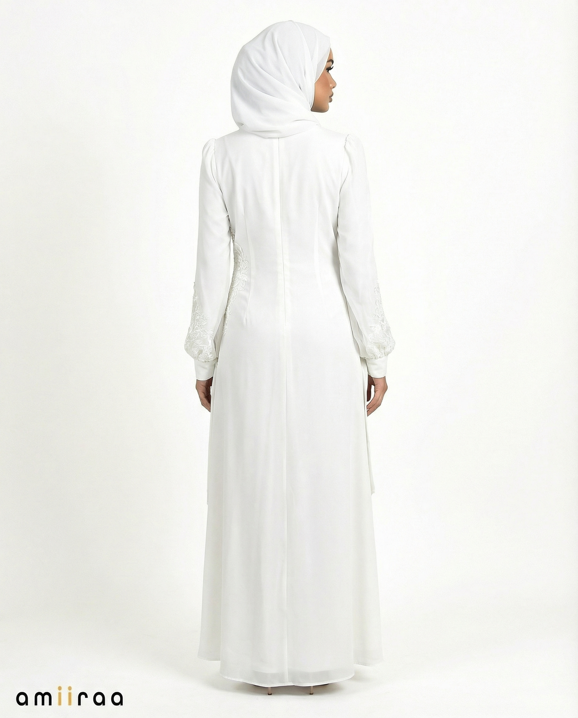 Chiffon Diamante Maxi Dress with Side Twist Detail - Diaphonous