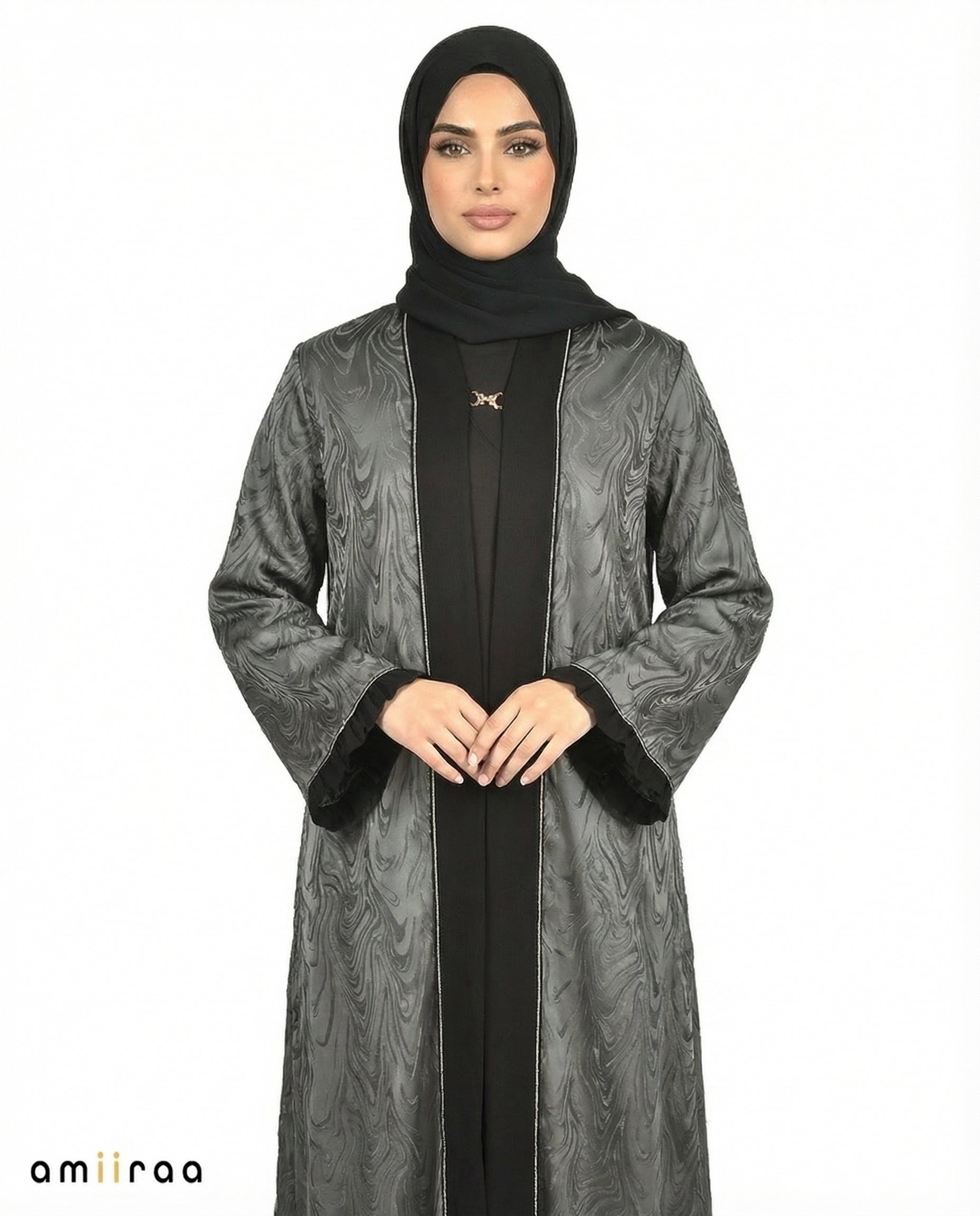 Tap Shoe Modern Marbled Abaya with Diamante Detailing