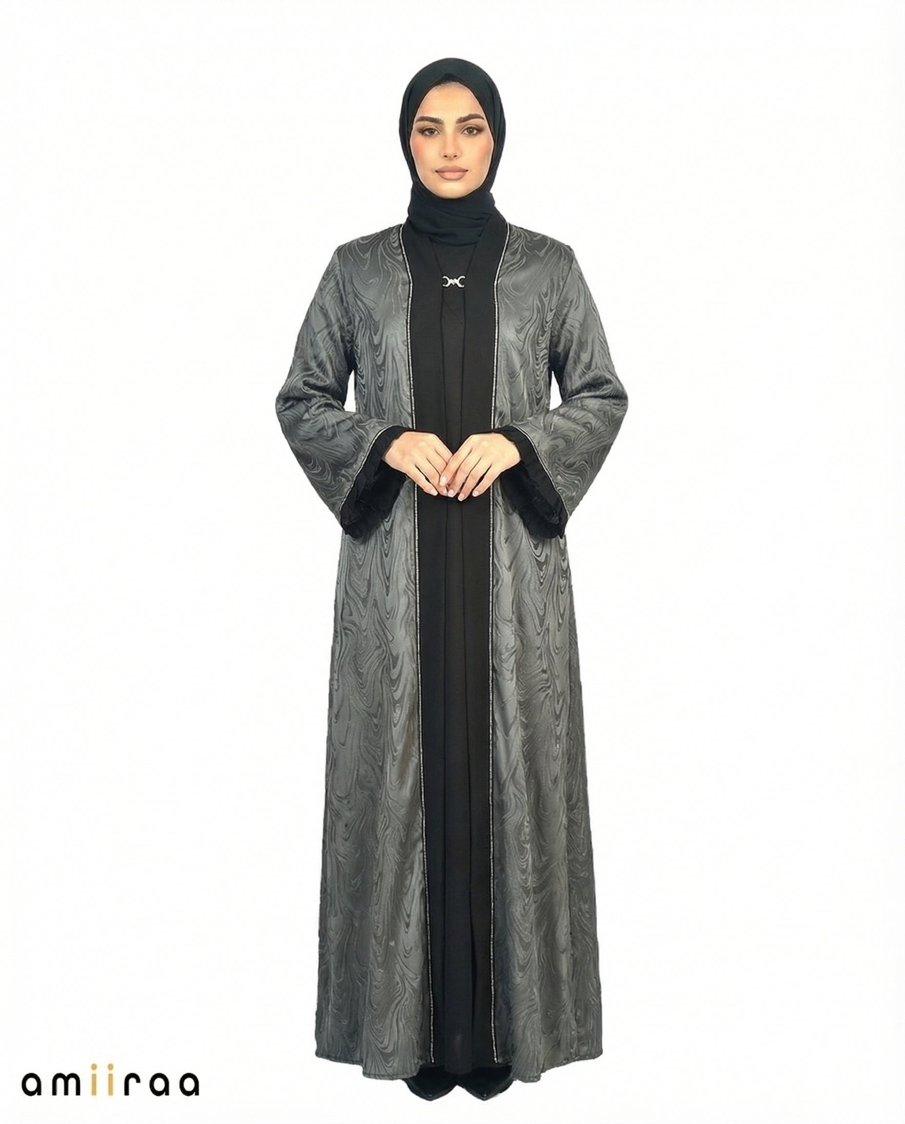Tap Shoe Modern Marbled Abaya with Diamante Detailing