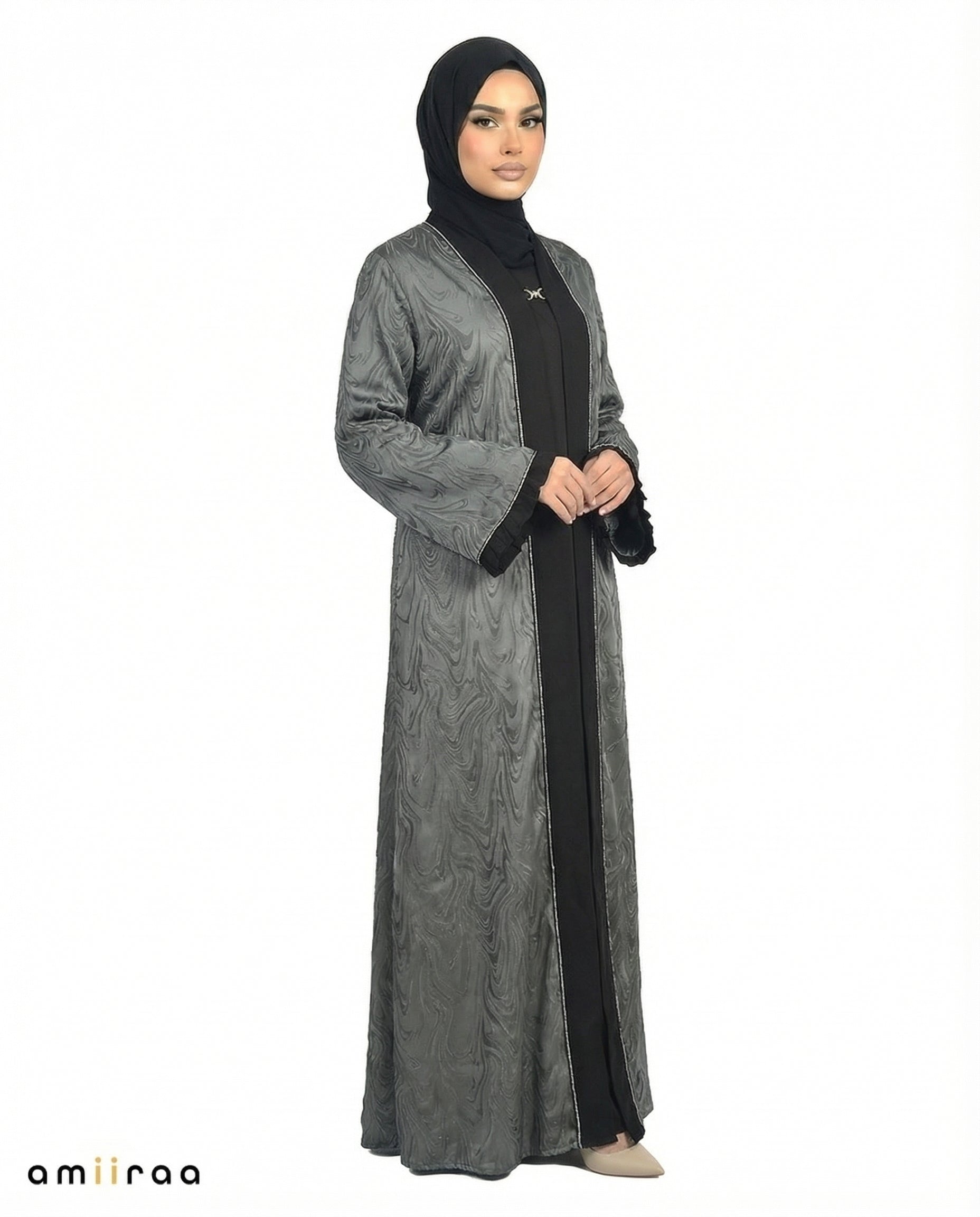 Tap Shoe Modern Marbled Abaya with Diamante Detailing