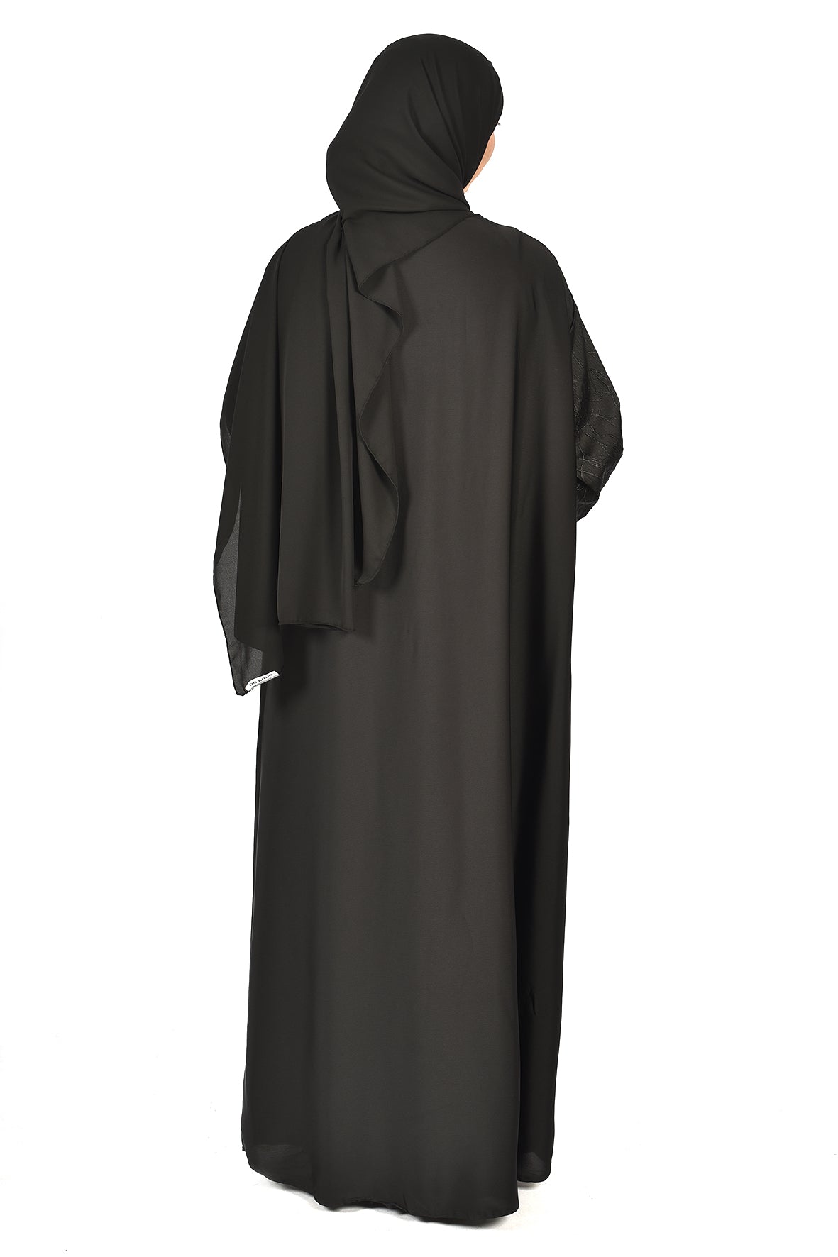 Classic Black Abaya with Subtle Embroidery on Sleeves and Edges – Everyday Elegance (ladies abaya )