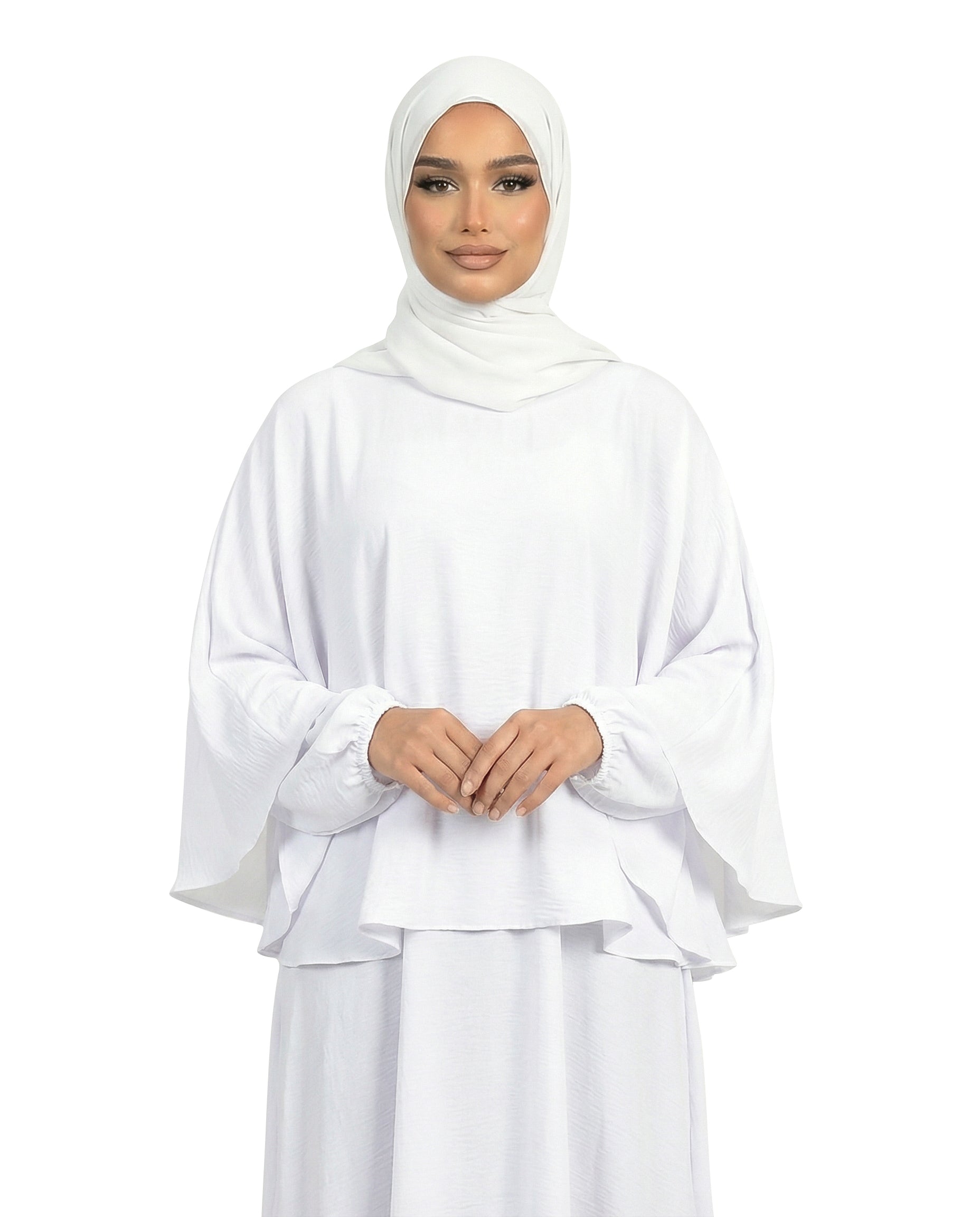 Brilliant White Airflow Cape Abaya