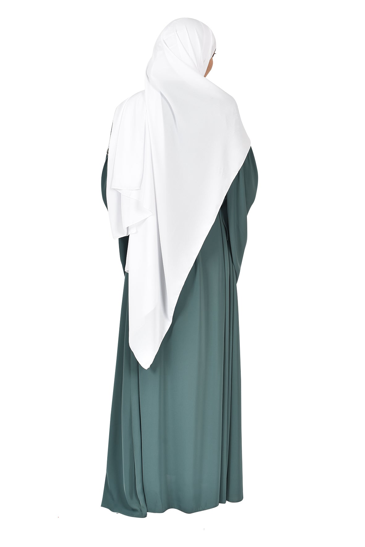 Elegant Green Open Abaya with Gold Embroidery and Waist Belt (katalia )