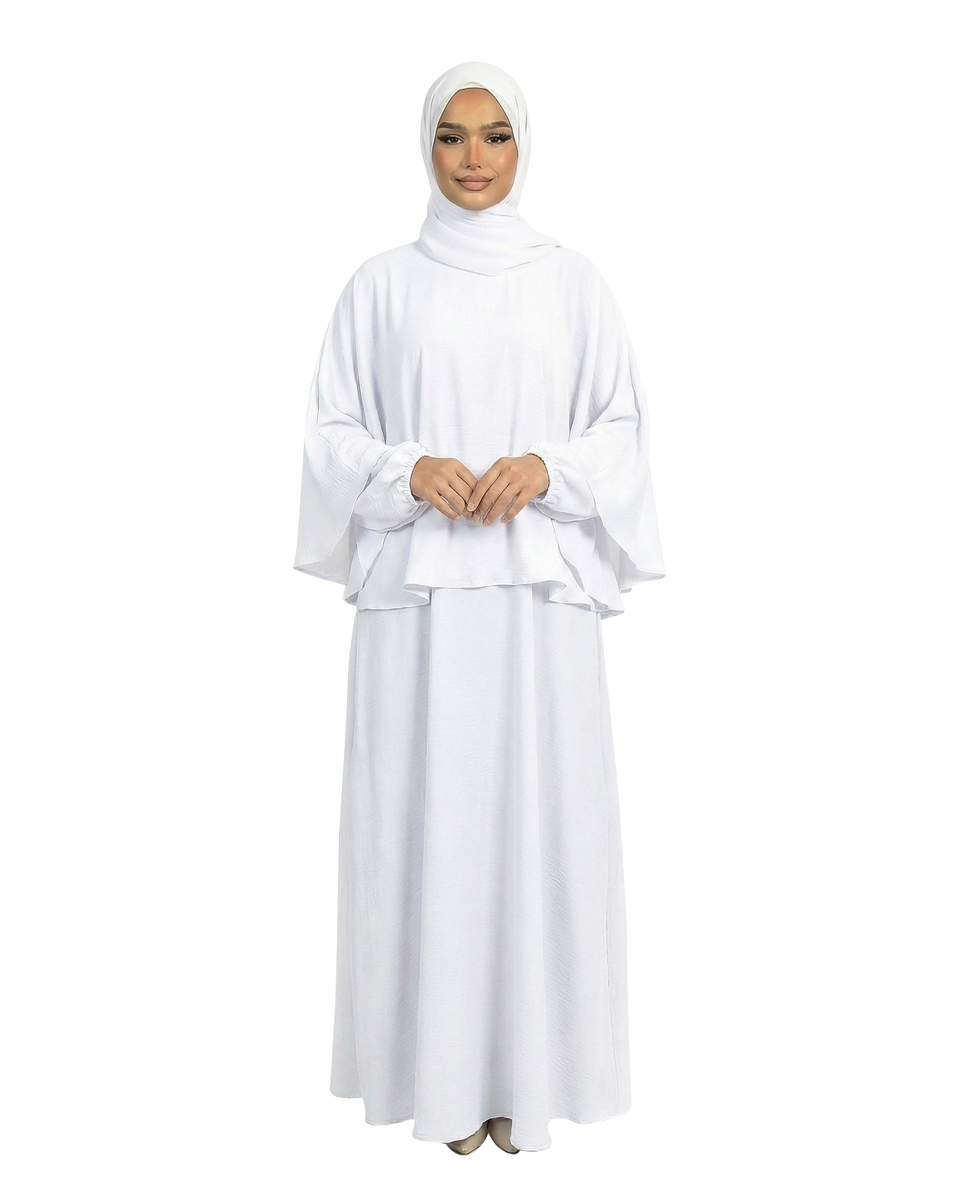 Brilliant White Airflow Cape Abaya