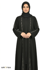Harvest Gold Embroidered Abaya with Full-Length Front Detailing