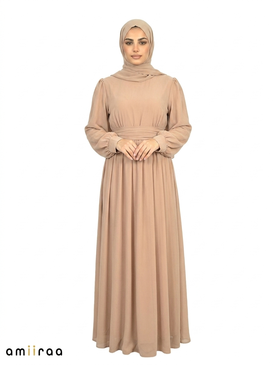 Ginger Snap Women’s Elegant Maxi Abaya Dress with Waist Belt