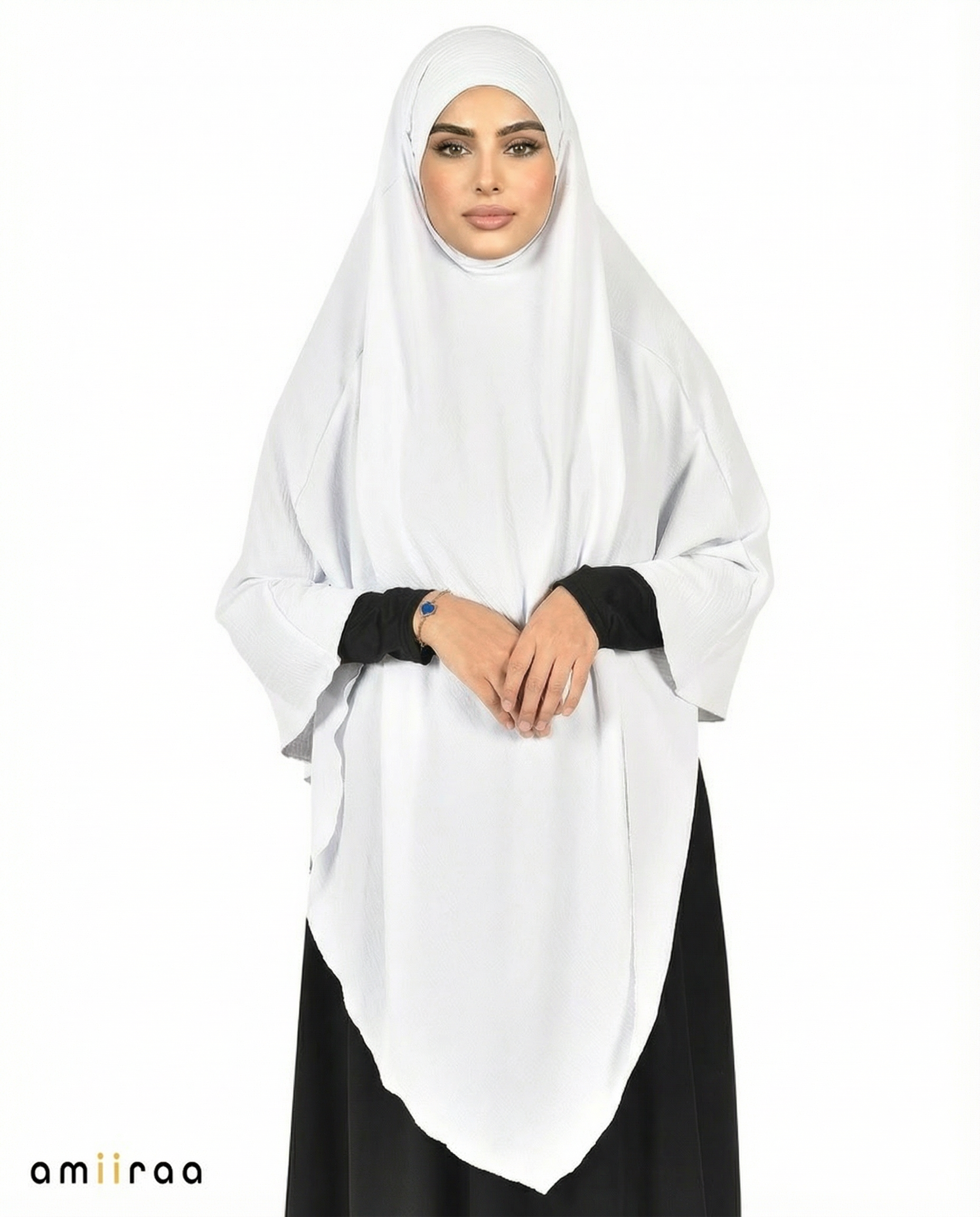 Brilliant White Single Layer Flow Modest Khimar