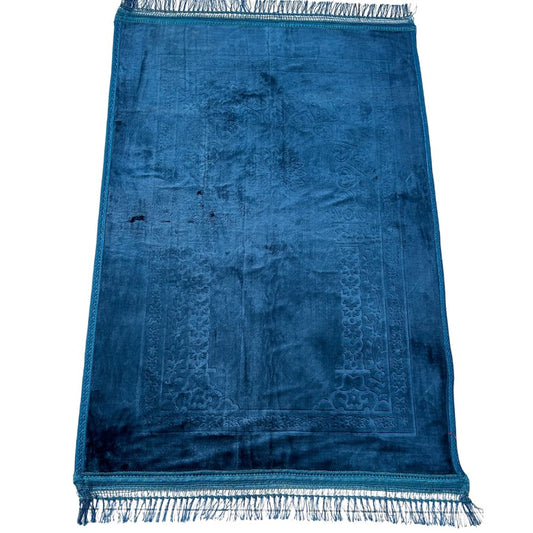 Soft & Silvery Musallah Islamic Prayer Mat for Muslim - Blue
