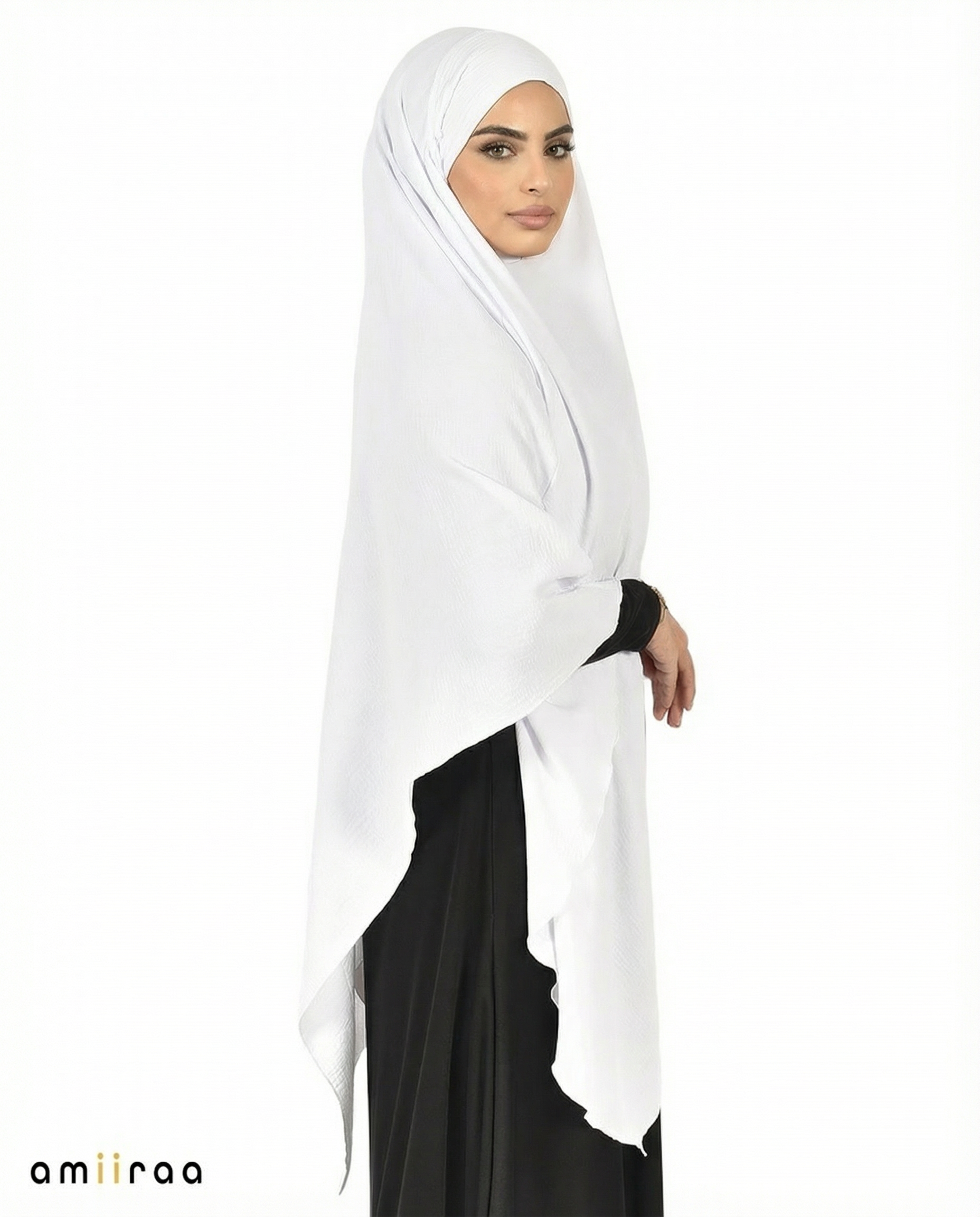 Brilliant White Single Layer Flow Modest Khimar