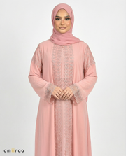 Cloud Cream Lace Detailed Panel Abaya