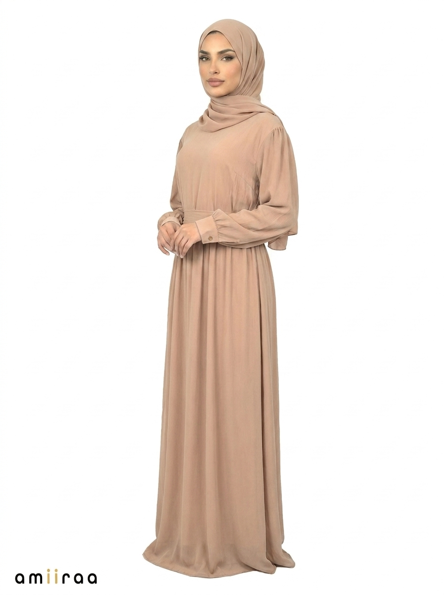 Ginger Snap Women’s Elegant Maxi Abaya Dress with Waist Belt