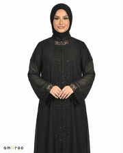 Tap Shoe Lace Detailed Panel Abaya