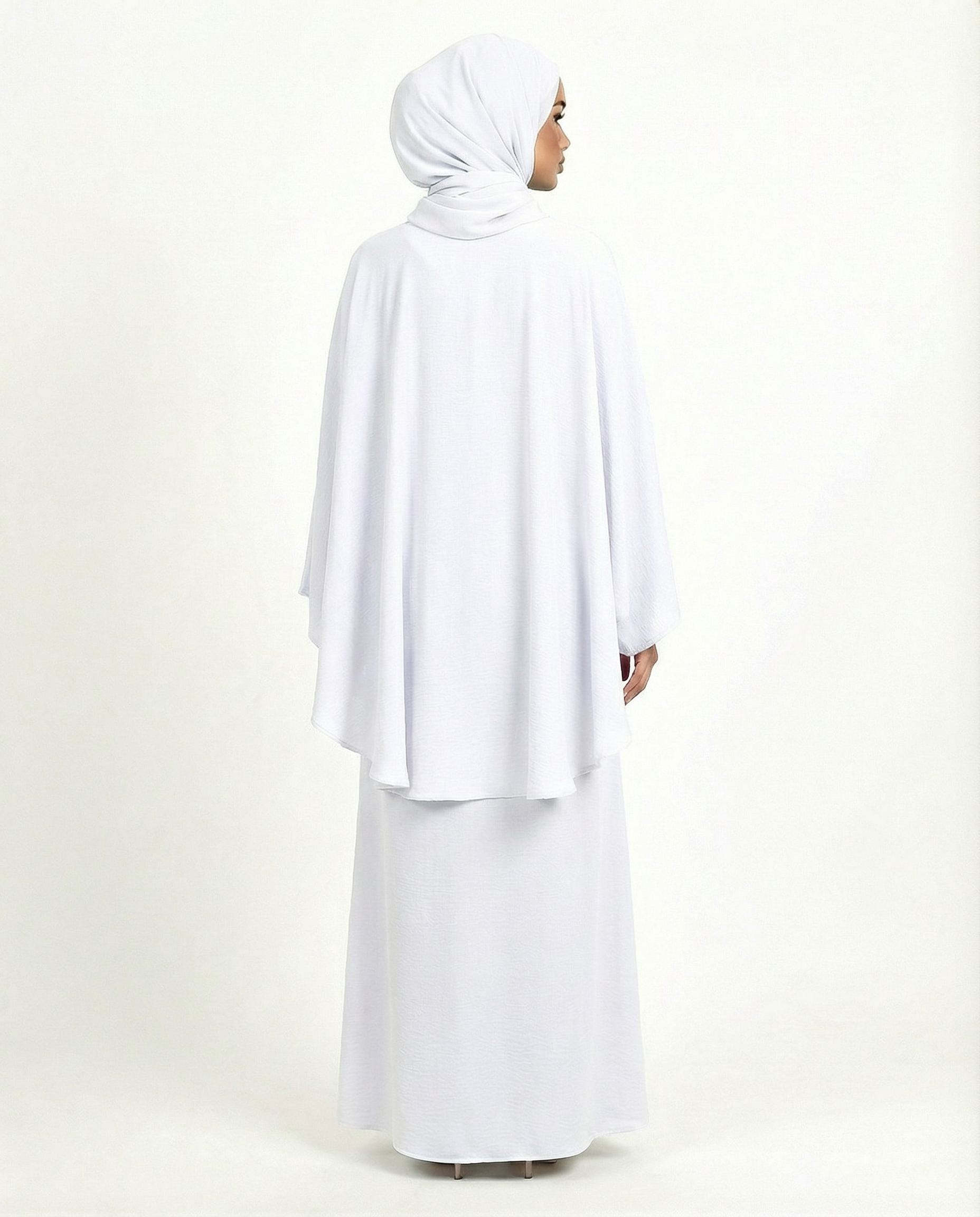 Brilliant White Airflow Cape Abaya