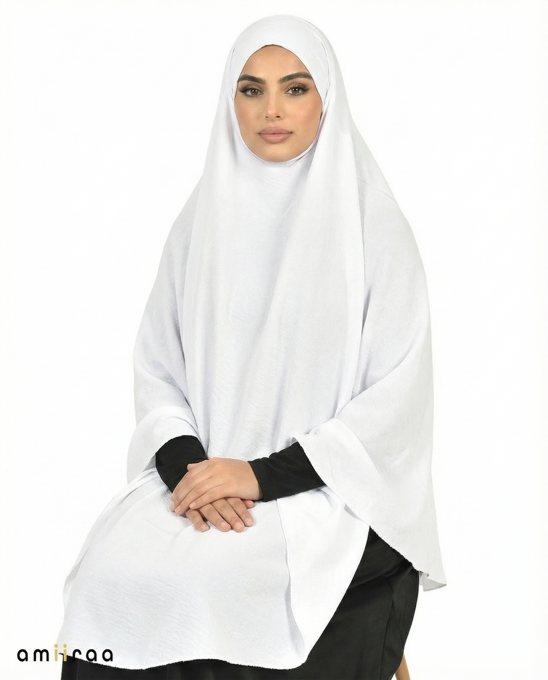 Brilliant White Single Layer Flow Modest Khimar