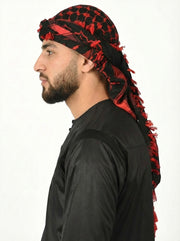 Brick Red Keffiyeh Pattern Tassel Scarf