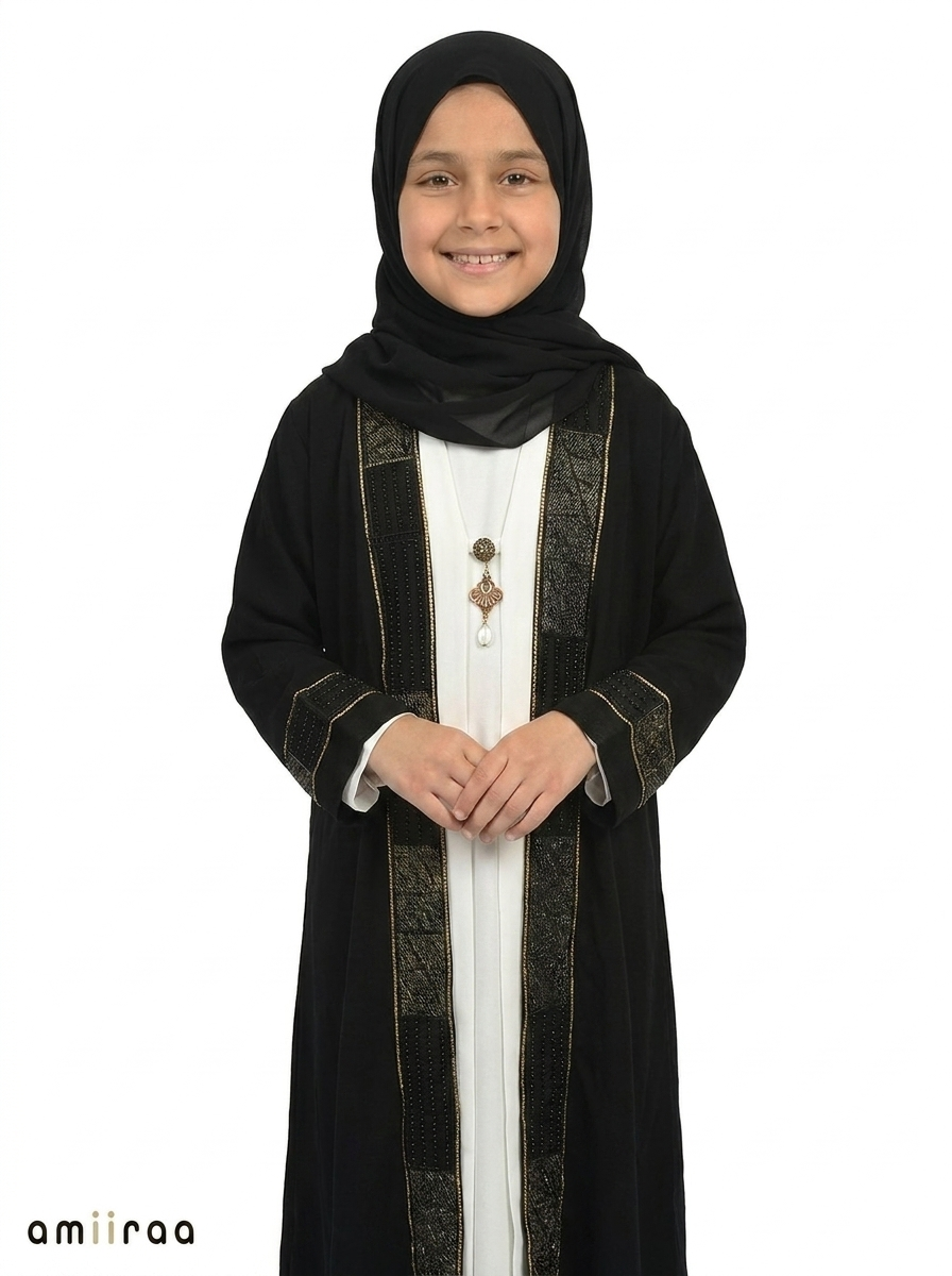 Tap Shoe Girls Luxe Embroidered Saudi Abaya