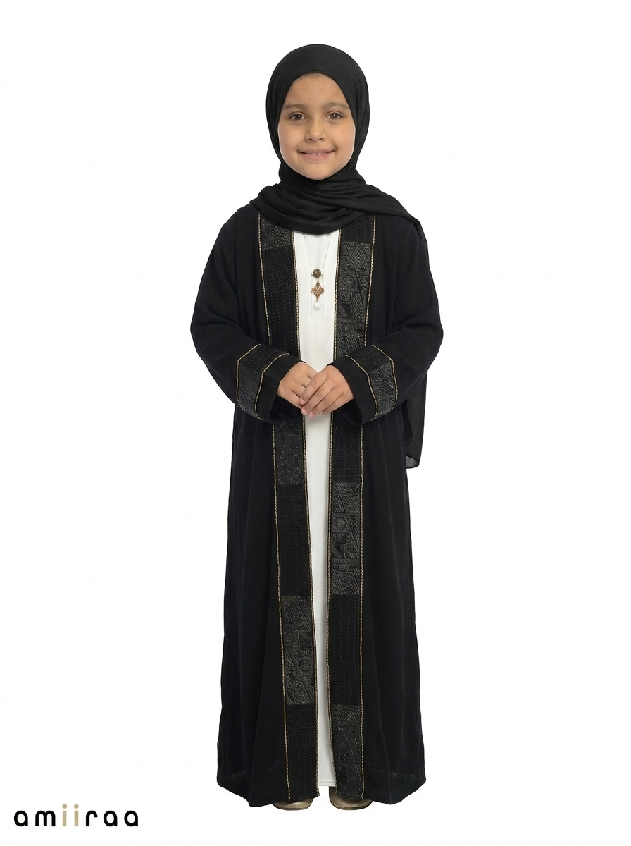 Tap Shoe Girls Luxe Embroidered Saudi Abaya