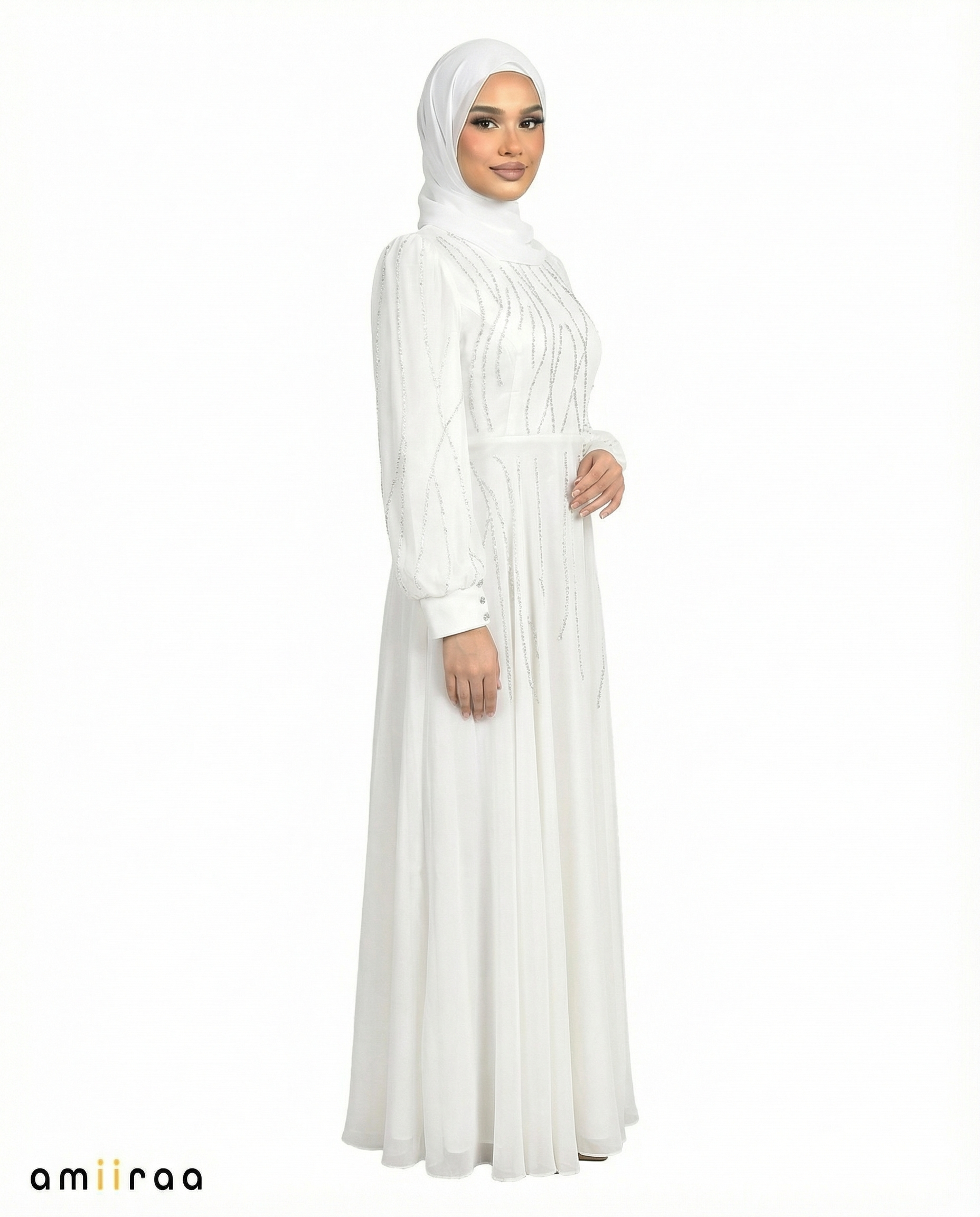 Summer Shower Embellished Stone Pattern Full-Length Dress