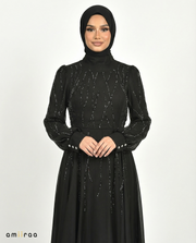 Tap Shoe Embellished Stone Pattern Full-Length Dress